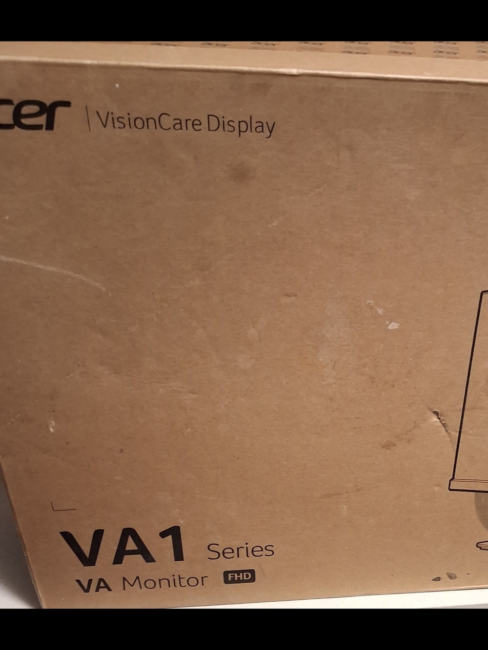 Acer VA1 Series Monitor Shipping Box - Brown with Black Print